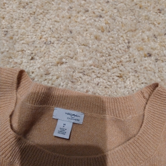 Halogen Women's Cashmere Crew Neck Polka Dot Sweater Beige Size MP Pullover - Picture 4 of 7